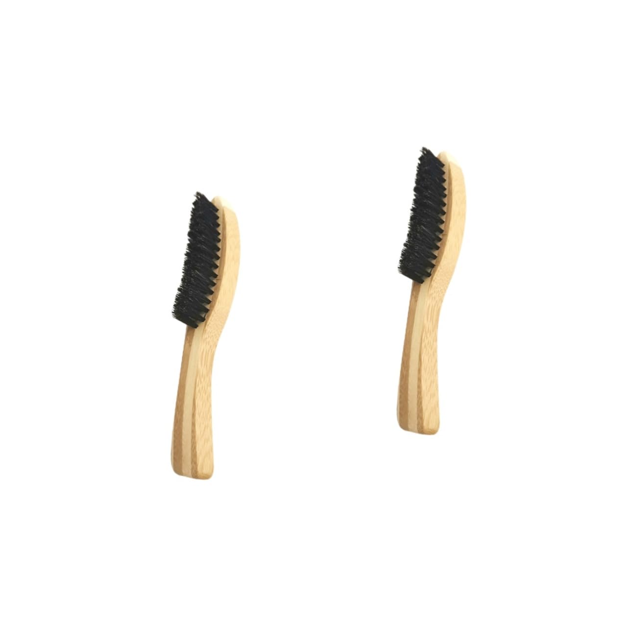 Outanaya 2pcs Long Handle Cordless Beard Brush Wooden Handle Beard Care Accessory Mustache Brush Practical