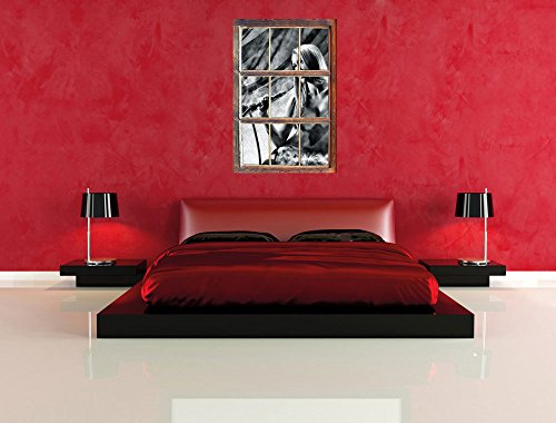 Stil.Zeit Monocrome, Schöne Frau mit Shisha Fenster im 3D-Look, Wand- oder Türaufkleber Format: 92x62cm, Wandsticker… – Bild 6