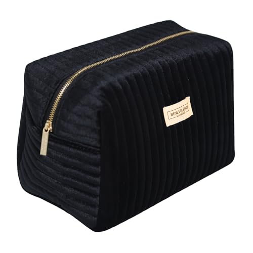 Benevolence LA Large Quilted Velvet Travel Makeup Bag