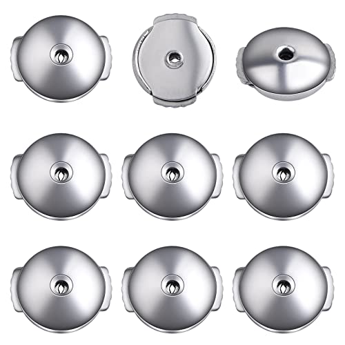 10Pcs Stainless Steel Spring Locking Earring Backs Hypoallergenic Round Saucer Shape Secure Earring Backs Stoppers Replacements For Diy Stud Earrings Notched Posts #TOP5