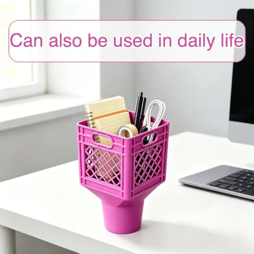 Universal Square Car Cup Holder Adapter, Fits Half Gallon Milk Cartons & Large Iced Tea Cups, Farmhouse Crate Style Drink Holder with Handle for SUV, Truck & Minivan Vehicle Console, (Rose Red) by Generic - Used condition - Image 7