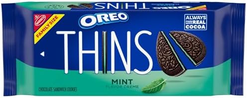 OREO Thins Mint Creme Chocolate Sandwich Cookies, Family Size, 11.78 oz