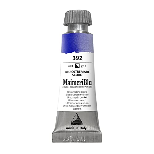 MaimeriBlu 12ml Single-Pigment Watercolor Paint - Ultramarine Deep PB29 Professional Watercolor Paint - Lightfast and Transparent Watercolor Paint Tube for Artists by Maimeri - Used condition - US$7.48