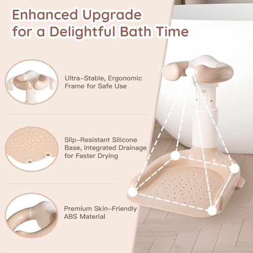 Image of Baby Shower Stand 2025 Upgraded, Ergonomic Baby Standing Bath Support, Freely Adjustable Toddler Shower Stand, Anti-Slip Baby Bath Stand Toddler Bathtub for Shower, Ideal Gifts for Infants