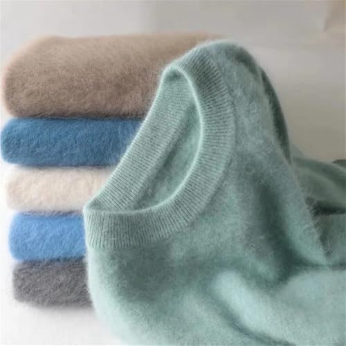 Men's Solid Color Pullover Mink Sweater Loose Autumn and Winter Crew Neck Men's Sweater2