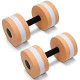 2-Pack Orange and White Water Dumbbells for Pool Exercise - High Buoyancy EVA Foam Pool Weights for Water Aerobics, Aqua Fitness and Low-Impact WorkoutsWater Weights