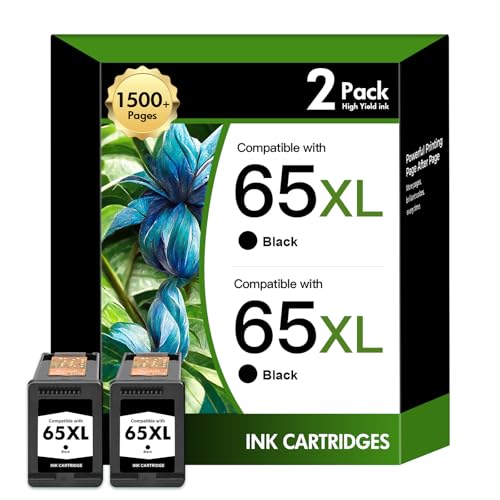 Image of 65XL 65 Black 3755 Ink Cartridges Combo Pack Replacement for HP 65XL Black Ink Cartridge for HP Printer DeskJet 3755 2600 3772 3700 Envy 5055 5000 AMP 100 Series (2 Pack Black*2)