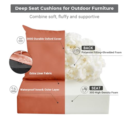 Image of IPYNBAP Outdoor Cushions for Patio Furniture,Outdoor Seat Cushion Set 24 x 24 x 4 Inch,Waterproof & Fade Resistant Outdoor Chair Cushions,Deep Patio Chair Cushion with Removable Cover,Spice