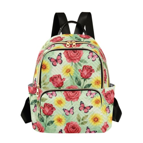 Sac à dos décontracté au design floral papillon pour les activités sportives