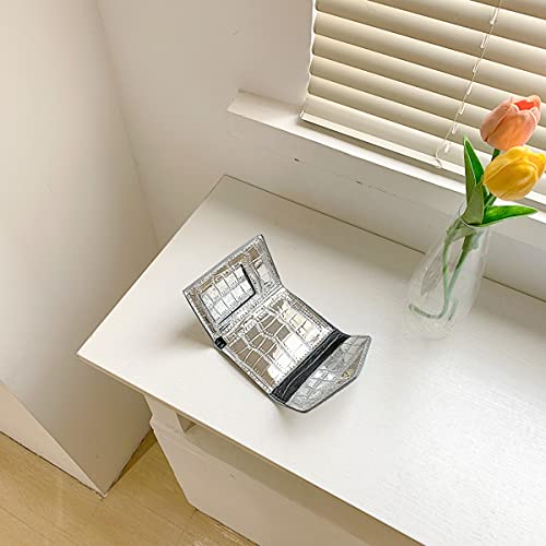 2023 fashion wallet European and American style card bag female cross-border trend multicolor bright versatile tide (Silver)2