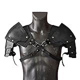 コスプレ 両肩 戦士 鎧 ブラック 衣装 メンズ レディース ファッション 甲冑風 肩当て 中世 ヴィンテージ 騎士 ナイト 鎧 服 ハロウィン ハロウィーン パーティー ゴシック 黒色 舞台 結婚式 かっこいい レザー風 革の鎧
