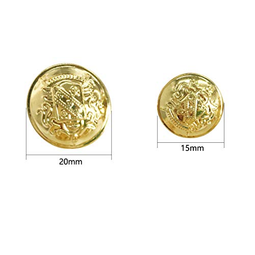 Grekywin Vintage Metal Button Brass High-Grade Buttons For Jeans, Coat, Blazer, Suits, Jacket Etc. Exotic Customs Style (Gold) #TOP4