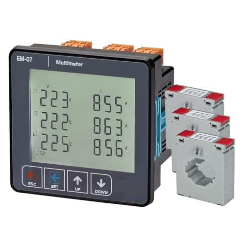 Multimètre de protection EM-07 triphasé 4 fils avec 3 transformateurs de courant 1000A