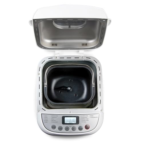 DOMO B3976 Brotbackautomat 500-750-1000gr - 17 Programme - inkl. glutenfreiem Programm mit Timer u. LCD-Display mit Warmhaltefunktion, Weiß/Silber