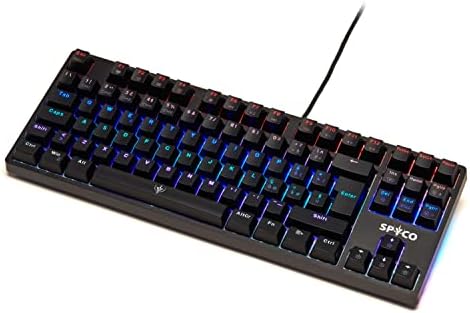 SPYCO - Tastiera Gaming Meccanica, Layout Italiano 87 Tasti, Switch Marroni Outemu, LED RGB Retroilluminata, Anti-Ghosting, Tastiera 80% Nera, Multicolore, usb
