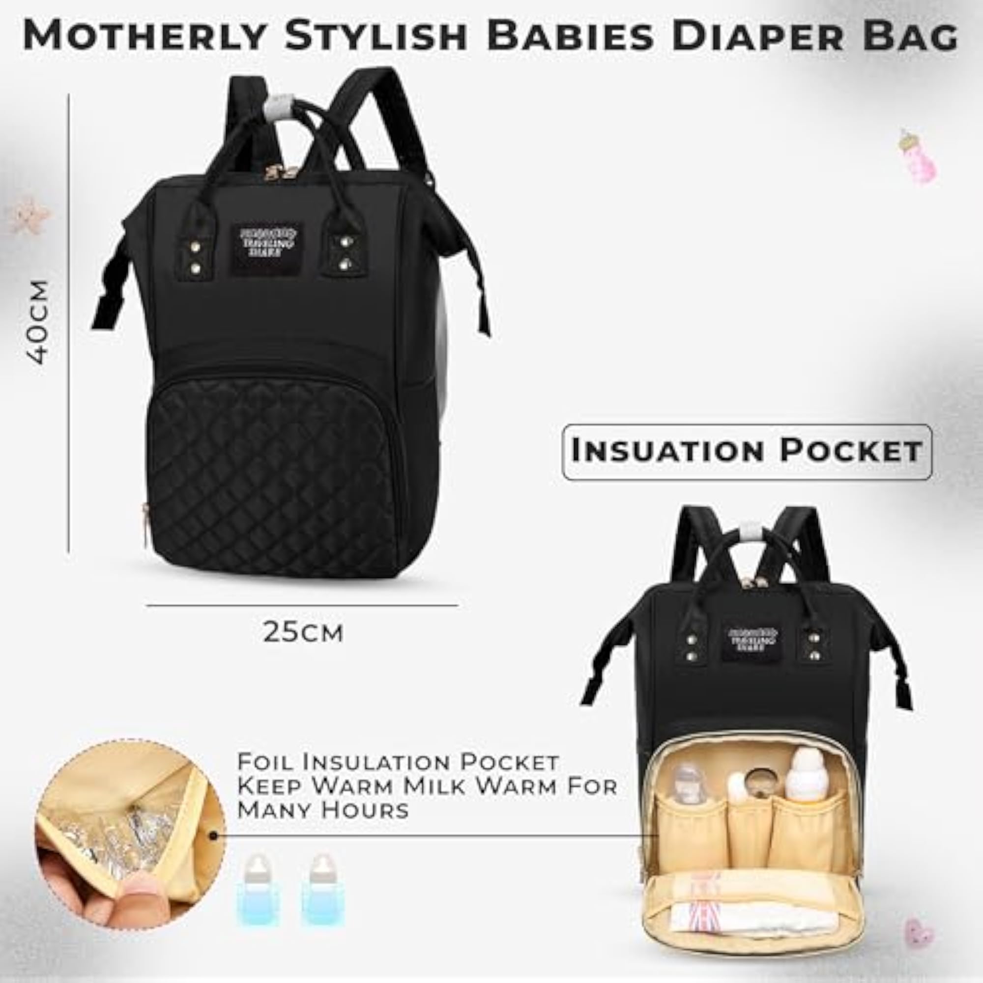 Stylish Diaper Bag for New Mothers, Grey