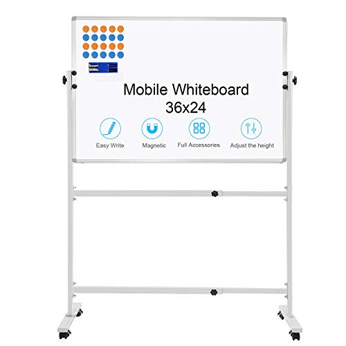 Mobile Dry Erase Board with Stand 36 x24  Rolling whiteboard for Office, School, Home, Classroom Presentations