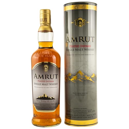 Amrut | Indian Peated Single Malt | 700 ml | 46% Vol. | Fruchtiger Geschmack | Rauch & Eiche | Stark...