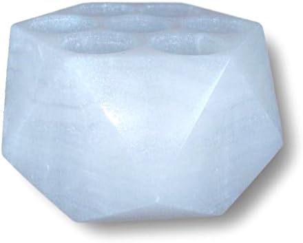 Diamond Stone Essential Oil Holder-100% Stone and Handmade-Decorative Display Case Box Holder For 7, 15ml Bottles (White Cloud)