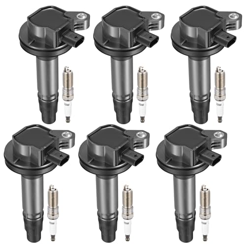 Image of BDFHYK Ignition Coil Pack UF823 and Iridium Spark Plug 6509 Compatible with Ford F150 Edge Mustang Taurus Explorer Transit 150 250 350 HD Lincoln MKT MKX Continental Ford Oem Coil Pack Set of 6