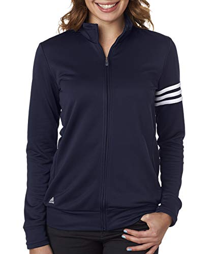 adidas-Ladies-ClimaLite-3-Stripes-French-Terry-Full-Zip-Jacket-Navy-White-Medium