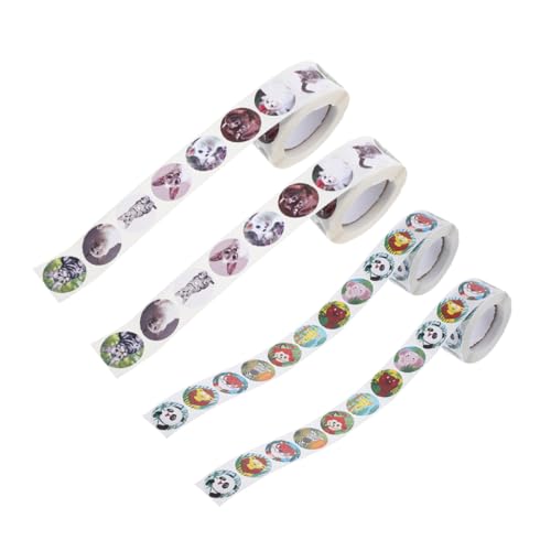 HONMEET 4rouleaux Autocollants Animaux Cartoons Pour Garçon Fille Lot De Étiquettes Incitatives Pour Étudiants Stickers De Récompense Créatifs Pour École Et Projets Manuels