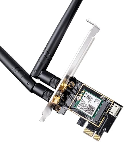 Cudy New AX5400 Wireless WiFi 6E PCIe Card for PC, Bluetooth 5.2, AX210, 5400Mbps WiFi 6E Speed, Bluetooth 5.2/5/4.2/4.0, 802.11ax/ac/a/b/g/n, Windows 11, 10, WE3000 V2