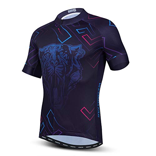 Weimostar Cycling Jersey Men Short Sleeve Bike Shirt with Pockets Bicycle Clothing Breathable Size L