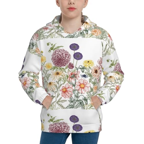 Autumn Garden Kids Pullover Hoodies Boys Sweatshirts Girls Athletic Clothes with Pocket