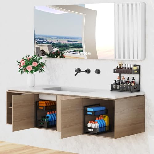 Image of Petiza Under Sink Organizer Pull Out Cabinet Organizer Adjustable Height 2 Tier with Sliding Drawers Kitchen Bathroom Organizer and Storage(1pc) (Pack of 6)