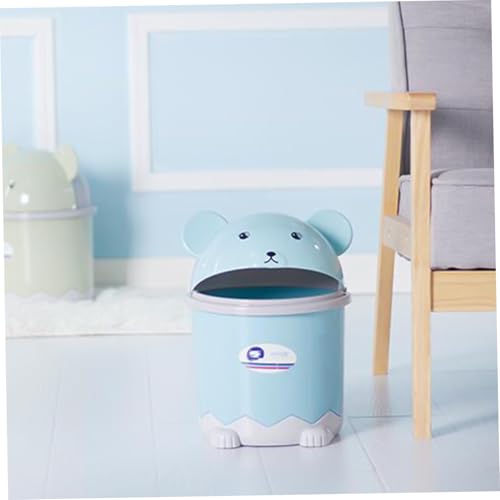 Caneca de basura de escritorio azul pequeño con tapa miniatura 4