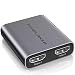 HDMI Splitter 1 in 2 Out - POWLAKEN 4K Aluminum HDMI Splitter, Powered HDMI Splitter Supports 3D 4K@30HZ Full HD1080P for Xbox PS4 PS3 Fire Stick Roku Blu-Ray Player Apple TV HDTV