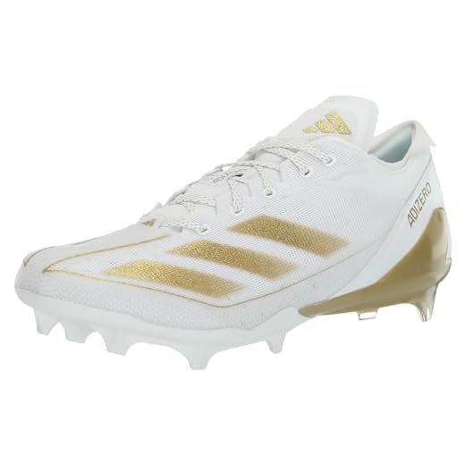adidas Men's Adizero Electric American Football Sneaker, White/Gold Metallic/White, 10.5