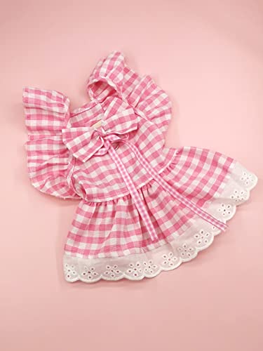 Qwinee Cute Dog Dress Ruffle Trim Cat Lace Princess Dresses With Bow Decor Puppy Tutu Skirt Holiday Party Costume Outfit For Small And Medium Cats Dogs Kitten Pink A Small #TOP4