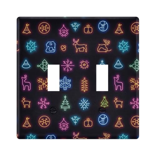 UMIRIKO Neon Christmas Tree Snowflake Elk Light Switch Cover Plate Covers Decorative Double Toggle Home Decor 202b7121