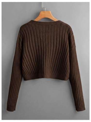 Image of SweatyRocks Women's Long Sleeve Button Front V Neck Soft Cardigan Sweaters