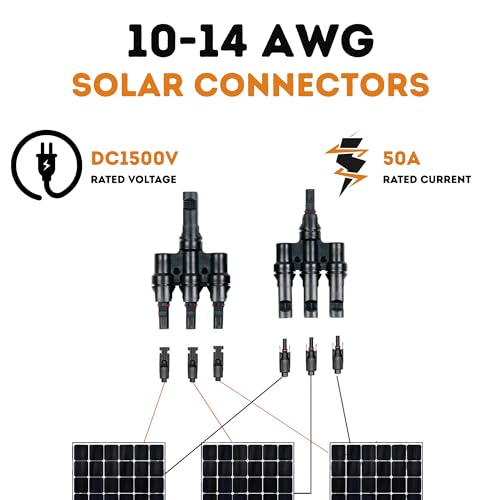 XYRIS Solar Connectors T Branch 1 to 3 for Solar Panels, Solar String Splitter/Joiner (M/FFF+F/MMM 1 Pair)