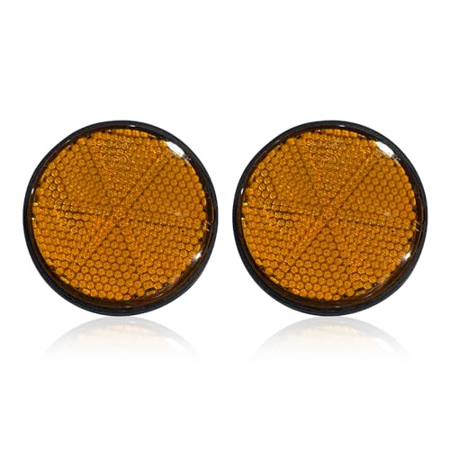 CouTunp 2PCS Motorcycle Reflectors, 2' Round Reflective Warning Reflector, with M6 x 1.0 Screw Mount, Waterproof Plastic Bike Reflectors, Universal Rear Safety Reflector for Most Car, Mailbox(Orange)