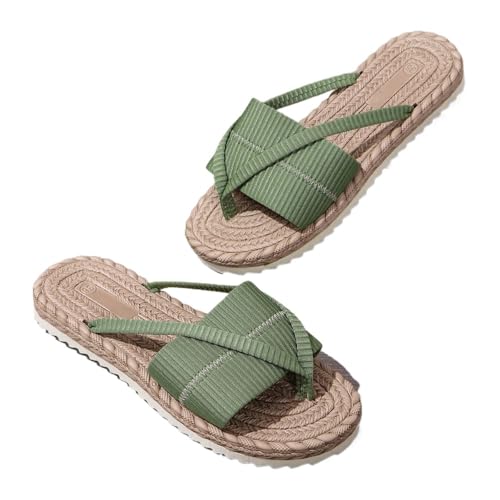 Geerta Espadrilles Flip Flop Barefoot Beach Slippers for Women – Lightweight Cute Kawaii Flat Water Sandals, Non-Slip Open Toe Thong, Dressy Chunky Summer Vacation Shoes for Hawaii Travel Spa & Bath