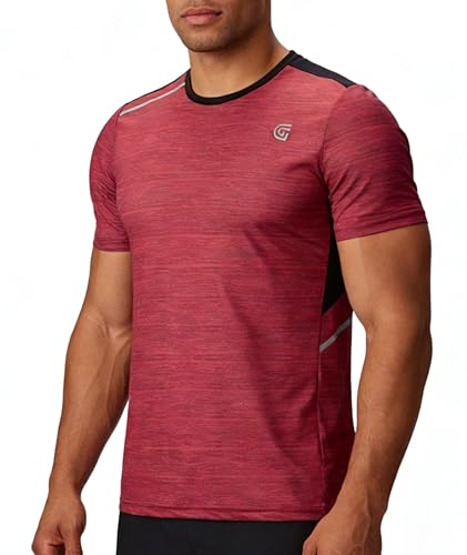 GEEK LIGHTING Men’s Workout Shirts Quick Dry Moisture Wicking Short Sleeve Round Neck Lightweight Reflective T Shirts Red - image 5