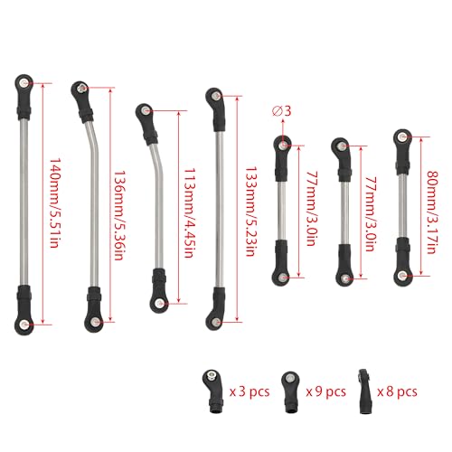 MEUS RACING TRX4 Links Set 324mm Wheelbase for Traxxas TRX4 1/10 RC Crawler Upgrades Parts, 10pcs