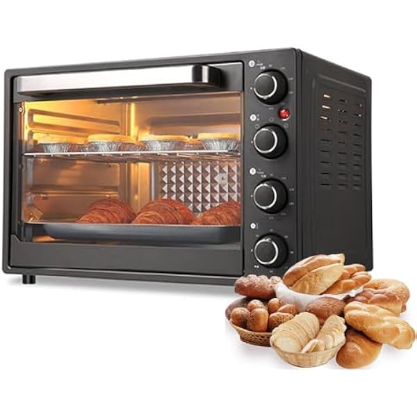 Komercyjny piec konwekcyjny na blacie pojemność 40 l konstrukcja 4-poziomowa timer 60-minutowy zakres temperatur 90 C do 230 C nadaje się do gastronomii i piekarni