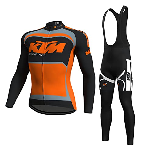 Maillot Cyclisme Homme Manche Longue Set,avec 3D Gel Rembourré VTT Cyclisme Sports Pantalons Maillot Velo Route Homme