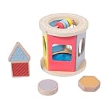 Montessori Sortierspielzeug ab 1 Jahr-Holz Sortierbox mit Formen & Stofftuch,Baby Sensorik Motorikspielzeug 6–12 Monate,Stapel & Sortier Lernspielzeug,Spinning Drum für Baby Spielzeug 12-18 Monate