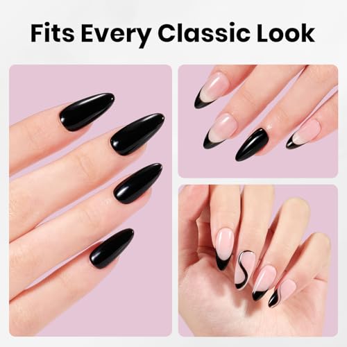 Image of Beetles 10ML HEMA-Free Black Gel Nail Kit with U V Light, 5 Pcs Black Shadow Gel Polish Set DIY Home Salon Travel Portable Manicure Kit with Base &Top Nail File Coat Soak Off Gifts for Women Girls
