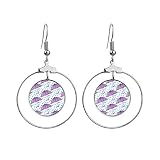 Pendientes de lluvia con paraguas de acuarela morada, pendientes colgantes de aro, Metal Metal Plateado