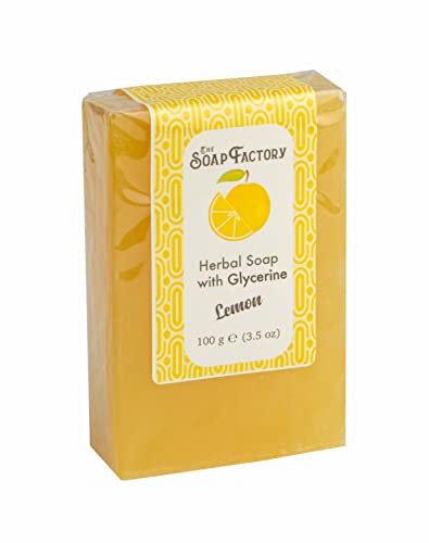 The Soap Factory Herbal Glycerin Lemon Soap Bar 3.53 oz (100 g) - Provides Deep Cleansing - Maintains the Sebum Balance - Unclogs the Pores - For A Vibrant and Fresh Skin