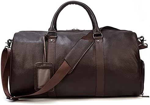 Men's Genuine Leather Travel Bags Away Weekender Weekend Duffels Black Brown for Gym and Travel Leather Holdall Bag for Men Women Ronatelli (Brown)