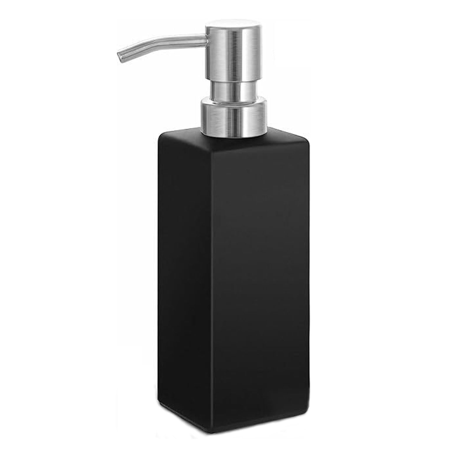 Kxaoxgrc Black+2 Silver Pumps Glass Soap Lotion Dispenser Set, Hand Soap Lotion Dispenser 12 Oz Glass Leak-Proof Multicolor With 2 Pump Heads(Black+2 Silver Pumps)
