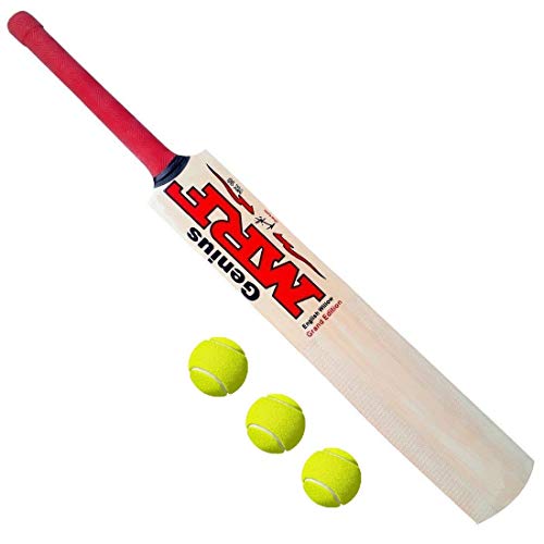 PMG Virat Kohli mrf Genius Cricket Tennis Bat Full Size 33.5 inches for 12+ Years Boys (1 Bat and 3 Balls)
